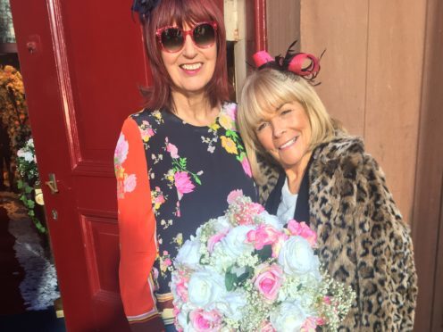 Janet Street-Porter and Linda Robson (left-right) at Lime Pictures studio, London (Lime Pictures/PA)