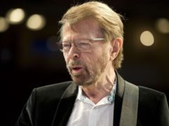 ABBA’s Bjorn Ulvaeus rehearses with the cast of Mamma Mia before performing with them at the Olivier Awards 2014 at the Royal Opera House, London.