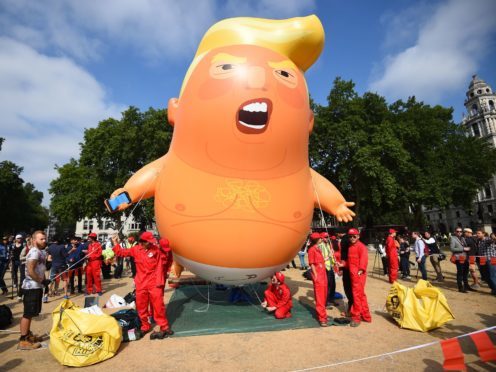 The baby Donald Trump blimp first appeared over the skies of London (Kirsty O’Connor/PA)