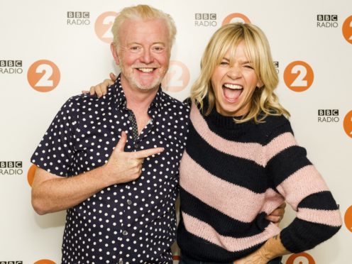 Radio 2 Breakfast Show host Chris Evans, with his replacement, Zoe Ball (Sarah Jeynes/BBC/PA)