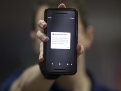 The alert is shown on a mobile phone (Richard Brian/Las Vegas Journal Review/PA)