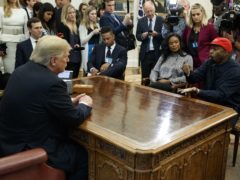 Rapper Kanye West speaks during a meeting with President Donald Trump in the Oval Office (Evan Vucci/AP)