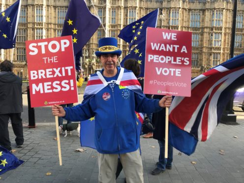 Steve Bray regularly protests against Brexit outside the Houses of Parliament (Rick Goodman/PA)