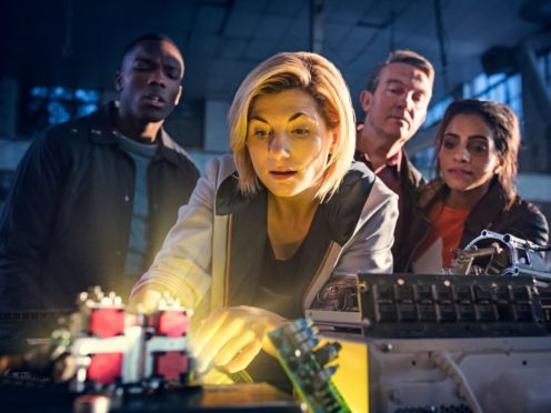 Jodie Whittaker as Doctor Who, with (left to right) Tosin Cole as Ryan, Bradley Walsh as Graham and Mandip Gill as Yasmin (BBC/PA)