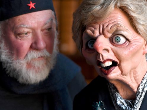 Spitting Image co-creator Roger Law with the Margaret Thatcher dummy (Joe Giddens/ PA)