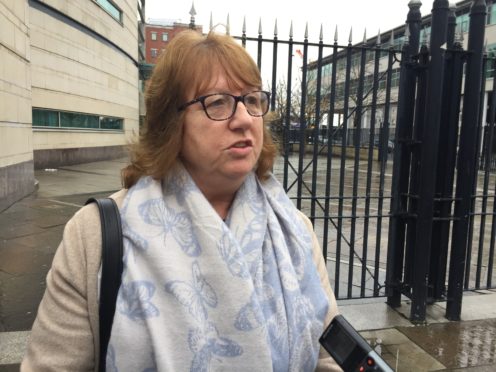 Briege Voyle outside the coroner’s court in Belfast (David Young/PA)