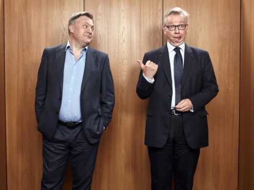 Ed Balls (left) and Michael Gove were filmed dancing at a Christmas party (Channel 4/PA)