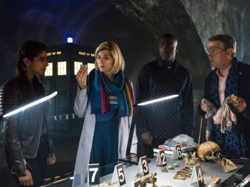 Mandip Gill as Yasmin, Jodie Whittaker as the Doctor, Tosin Cole as Ryan and Bradley Walsh as Graham in Doctor Who (Image: PA)