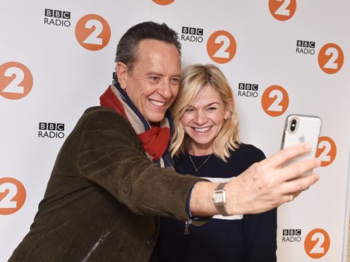 Richard E Grant and Zoe Ball at BBC Radio 2 (BBC/PA)