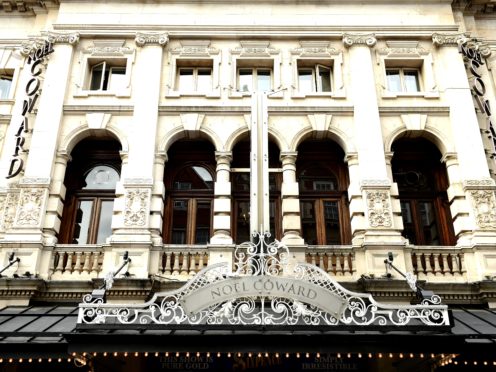 The Noel Coward Theatre in London which will tonight dim its lights in memory of Duncan C Weldon (Ian West/PA)