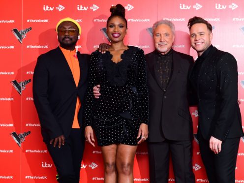 will.i.am, Jennifer Hudson, Sir Tom Jones, and Olly Murs (Ian West/PA)