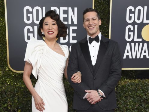 Hosts Sandra Oh, left, and Andy Samberg (Jordan Strauss/Invision/AP)