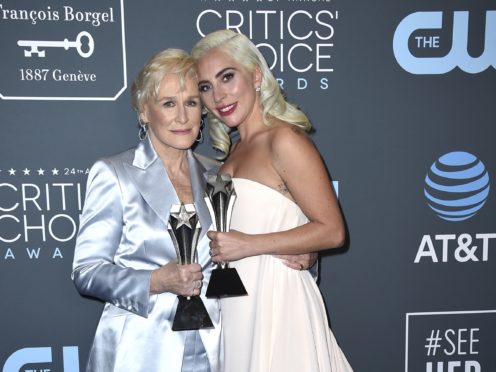 Lady Gaga broke down in tears as she shared the Critics’ Choice Awards best actress prize with Glenn Close (Jordan Strauss/Invision/AP)