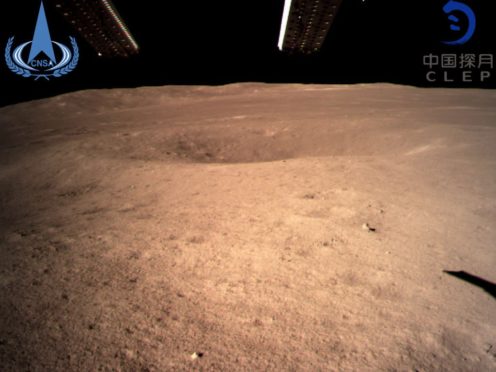 The first image of the moon’s far side taken by China’s Chang’e 4 probe (China National Space Administration/Xinhua News Agency via AP)