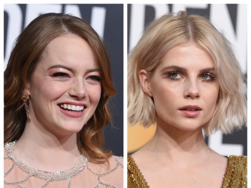 Emma Stone and Lucy Boynton (Jordan Strauss/AP)