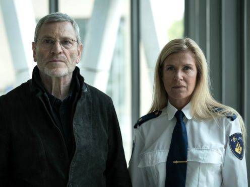 BBC handout photo of Tcheky Karyo, who plays Julien Baptiste and Barbara Sarafian as Martha, the head of the Amsterdam police, in Baptiste (Toon Aerts/Two Brothers Pictures)