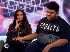 Katie Price with her disabled son Harvey appearing on the Victoria Derbyshire show where she called for the criminal prosecution of abusive internet trolls. (BBC)