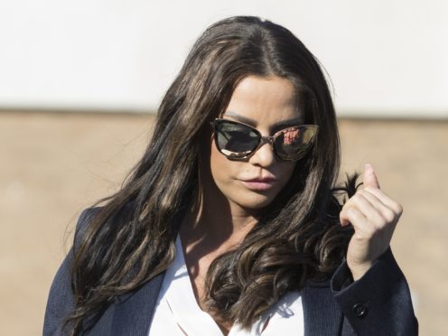 Katie Price arrives at Bexley Magistrates’ Court for her drink-driving case (Rick Findler/PA)