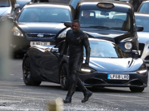 Actor Idris Elba during filming in Glasgow city centre for a new Fast and Furious franchise movie (Andrew Milligan/PA)
