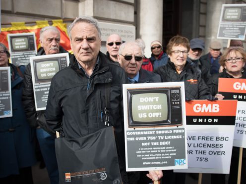Members of the National Pensioners Convention protest in Westminster (Stefan Rousseau/PA)