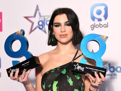 Dua Lipa won best female and best British artist or group at the Global Awards (Scott Garfitt/PA)