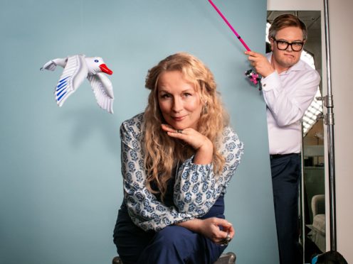 Jennifer Saunders and Alan Carr in the parody (BBC/Leigh Keily)