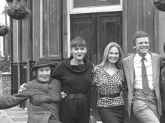Sandy Ratcliff, second from left, along with fellow cast members and former BBC1 controller Michael Grade (PA)