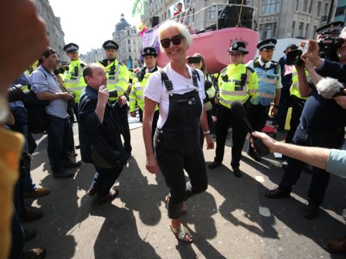 Dame Emma Thompson joins Extinction Rebellion demonstrators at Oxford Circus in London (Jonathan Brady/PA)
