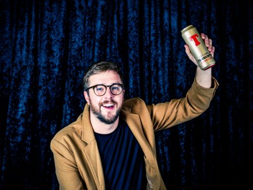 Iain Stirling with the Tennent’s Golden Can (Tennent’s/PA)