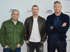 Paddy McGuinness with fellow Top Gear presenters Chris Harris and Andrew “Freddie” Flintoff (Rob Cable/BBC/PA)
