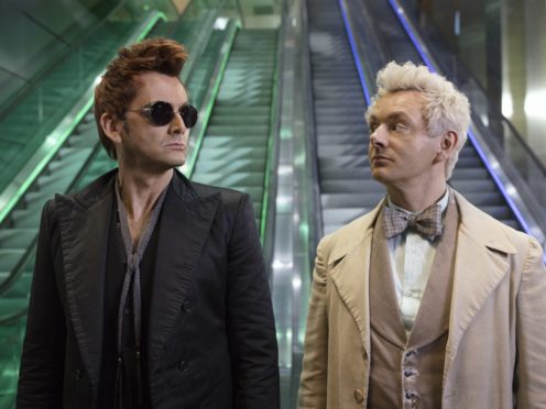 David Tennant as the demon and Michael Sheen as the angel in Good Omens (Amazon Prime Video)
