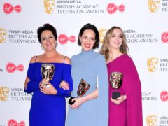 Fiona Shaw, Phoebe Waller-Bridge and Jodie Comer in the press room (Ian West/PA)