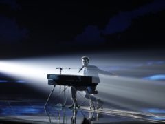 Duncan Laurence of the Netherlands performs during the 2019 Eurovision Song Contest second semi-final in Tel Aviv (Sebastian Scheiner/AP)