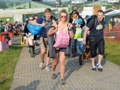 People arriving for the Glastonbury Festival at Worthy Farm in 2017 (Ben Birchall/PA)