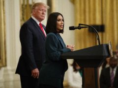 Kim Kardashian West speaks during an event in the East Room of the White House (Evan Vucci/AP)
