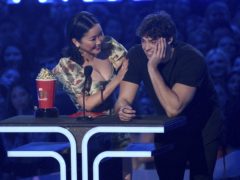 Noah Centineo thanked co-star Lana Condor for her ‘lips’ as they won best kiss at the MTV Movie & TV Awards (Chris Pizzello/Invision/AP)