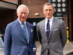 The Prince of Wales with actor Daniel Craig during a visit to the set (Niklas Halle’n/PA)