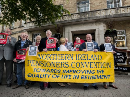A protest against the withdrawal of the universal, free TV licence for over-75s (Liam McBurney/PA)