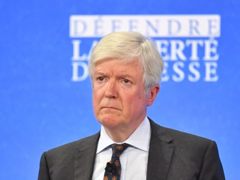 Lord Tony Hall, during the Global Conference for Media Freedom at The Printworks in London. (Dominic Lipinski/PA)