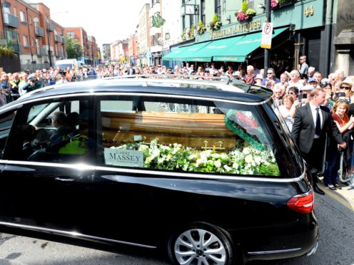 The coffin of Father Ted star Brendan Grace (Justin Farrelly/PA)