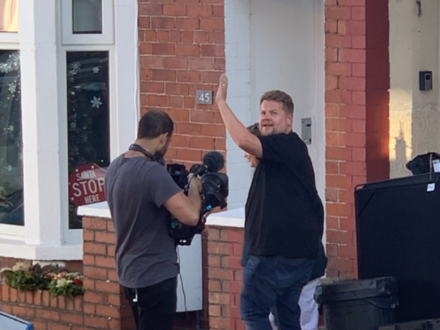 James Corden on on-set in Barry (Carys Brown)