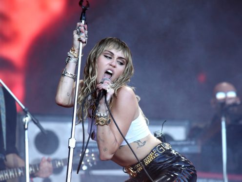 Miley Cyrus takes to the stage at Glastonbury (Yui Mok/PA)