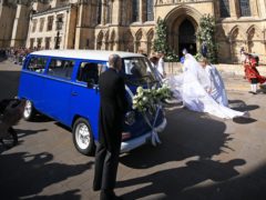 Ellie Goulding arrives at York Minster in a VW campervan (Peter Byrne/PA)