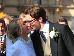 Newly married Ellie Goulding and Caspar Jopling leave York Minster after their wedding (Peter Byrne/PA)