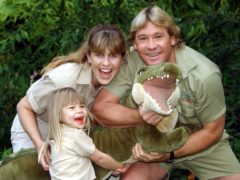 Steve Irwin, with his wife Terri and their daughter Bindi (Myung Jung Kim/PA)
