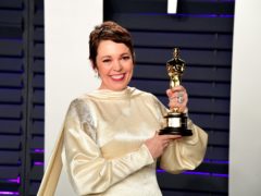 Olivia Colman with her Oscar for Best Actress attending the Vanity Fair Oscar Party (Ian West/PA)
