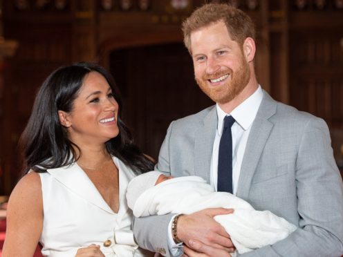 The Duke and Duchess of Sussex with their baby son Archie Harrison Mountbatten-Windsor (Dominic Lipinski/PA)