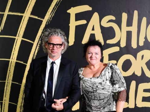 Dexter Fletcher and Dalia Ibelhauptaite arriving on the red carpet for Naomi Campbell’s Fashion For Relief Gala, held at the British Museum (Ian West/PA)