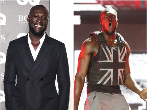 Stormzy on the red carpet at the GQ awards and on stage at Glastonbury (PA)