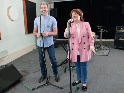 Susan Boyle and Jai McDowall in rehearsals for her Ten tour (Steve Walsh/PA)